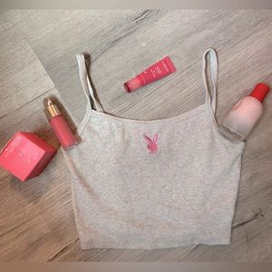 Logo Playboy tank, pink and light grey